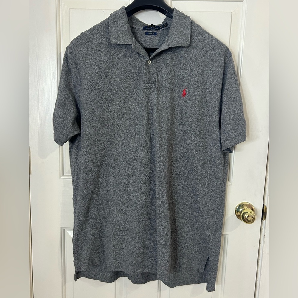 Polo Ralph Lauren Classic Fit Polo Shirt Short Sleeve Gray Mens XXL  Red Pony